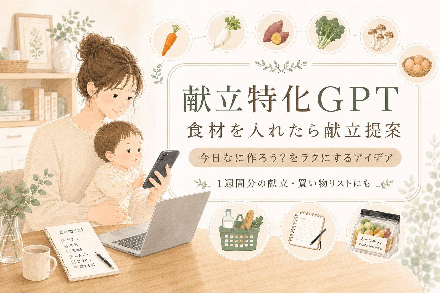 献立特化GPT｜食材＋α入力だけで夕飯を考えるマイGPT案